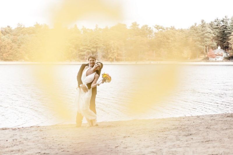 I took a bite out of a maple leaf to get this effect - walden pond wedding - elope - wedding photography