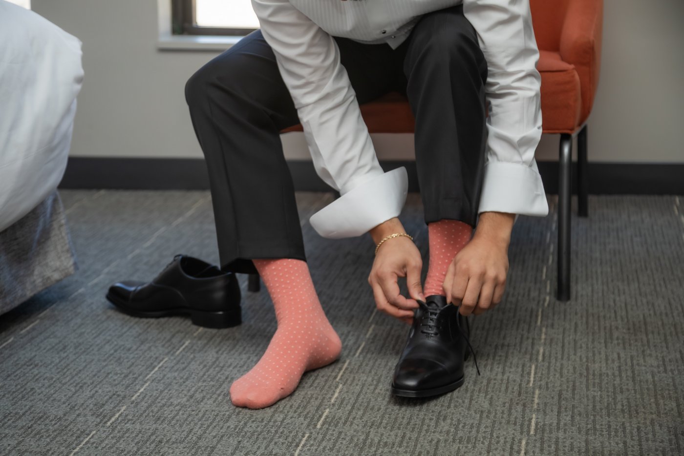 Groom getting ready at The Godfrey Hotel in Boston