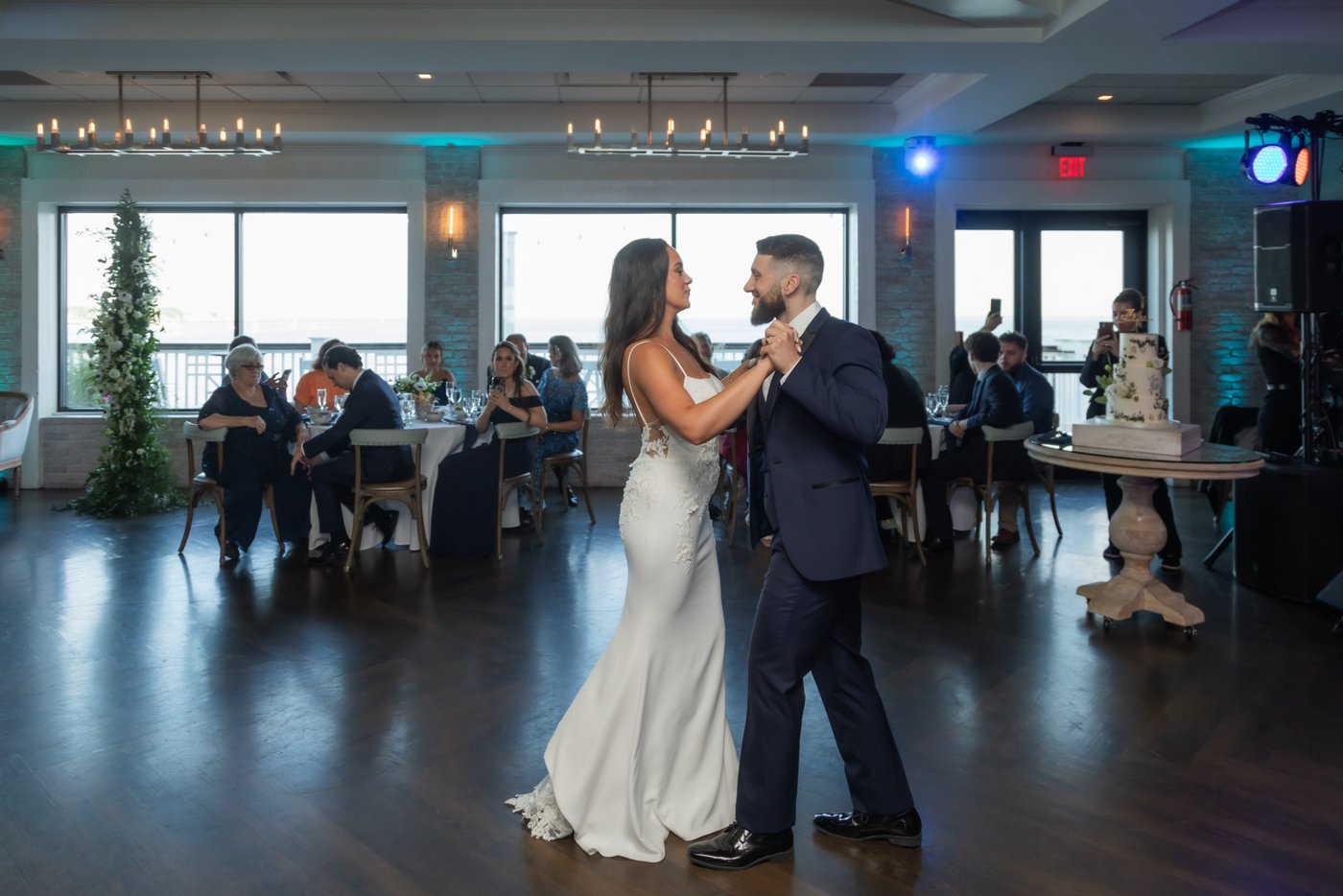 The bride and groom begin their First Dance at the Oceanview of Nahant wedding