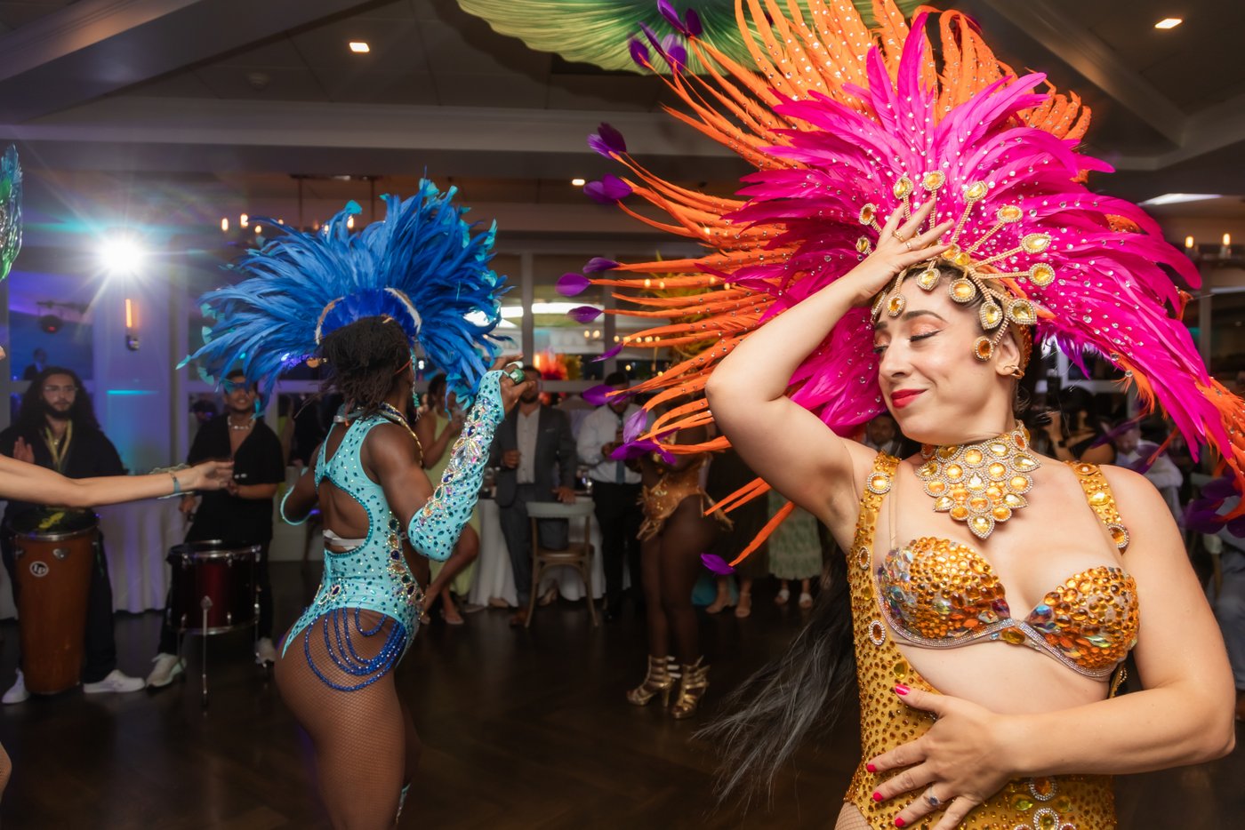 Samba dancers at Oceanview of Nahant wedding