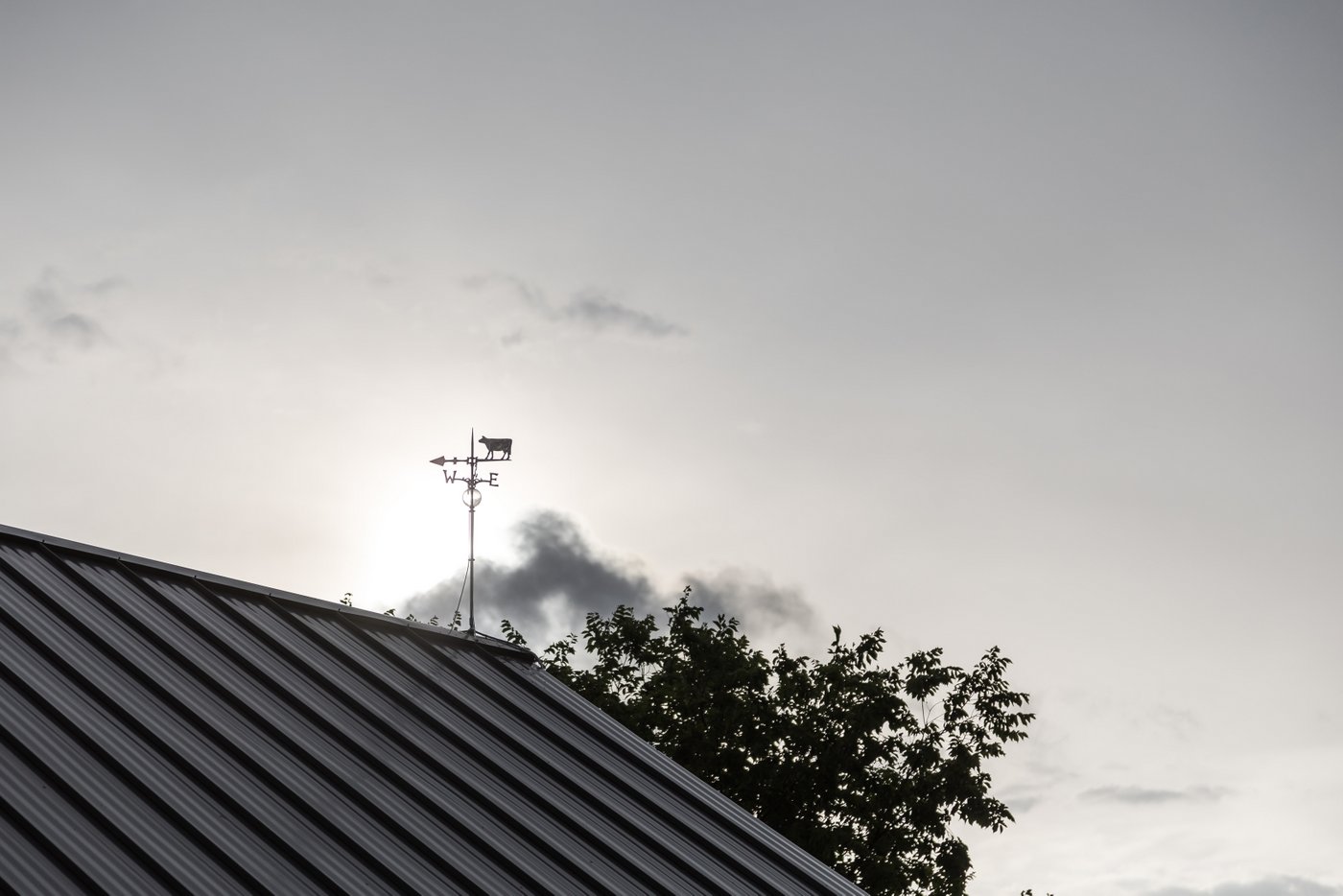 A detail shot of the barn's weathervane