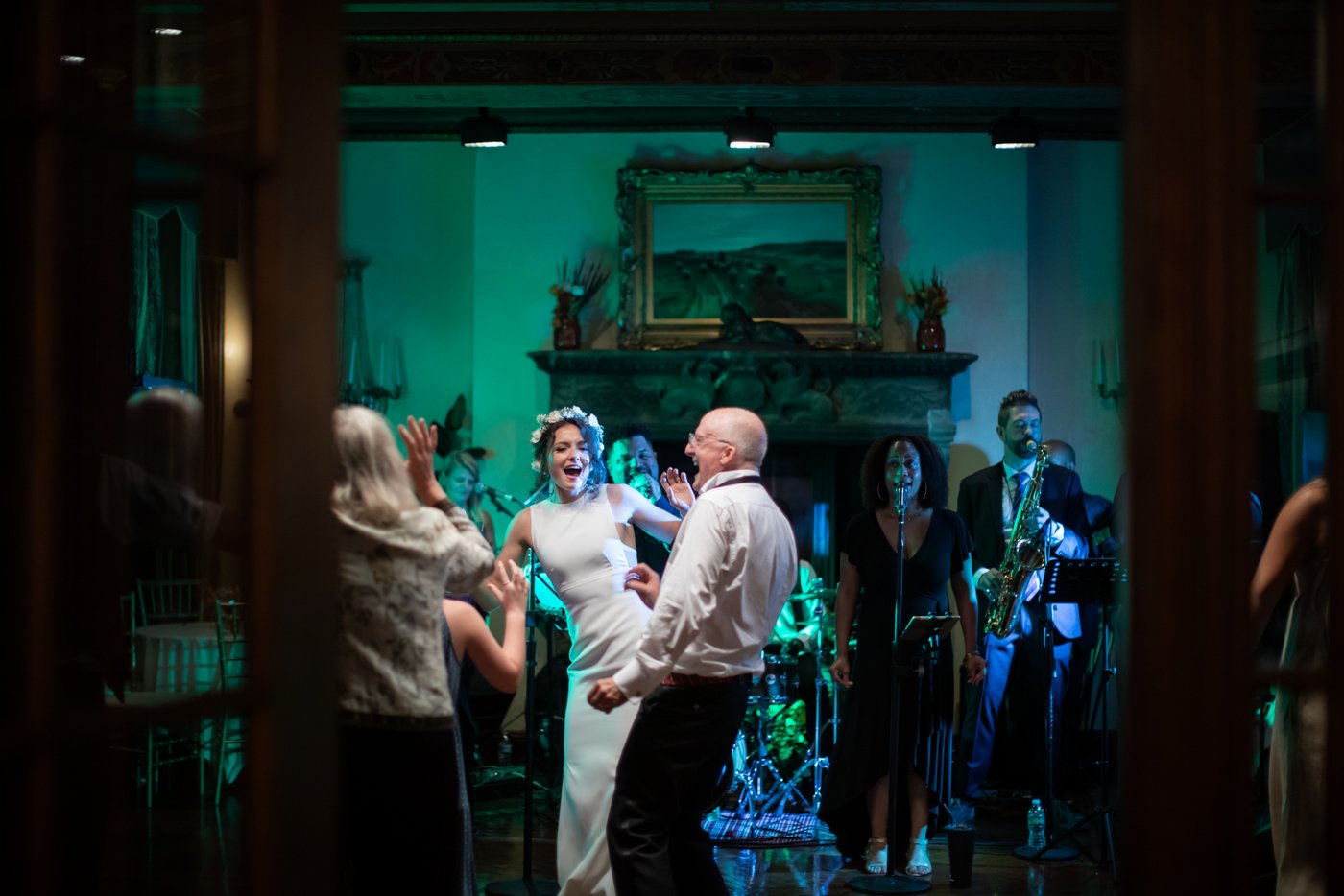 A bride and her father dancing during an MIT Endicott House wedding