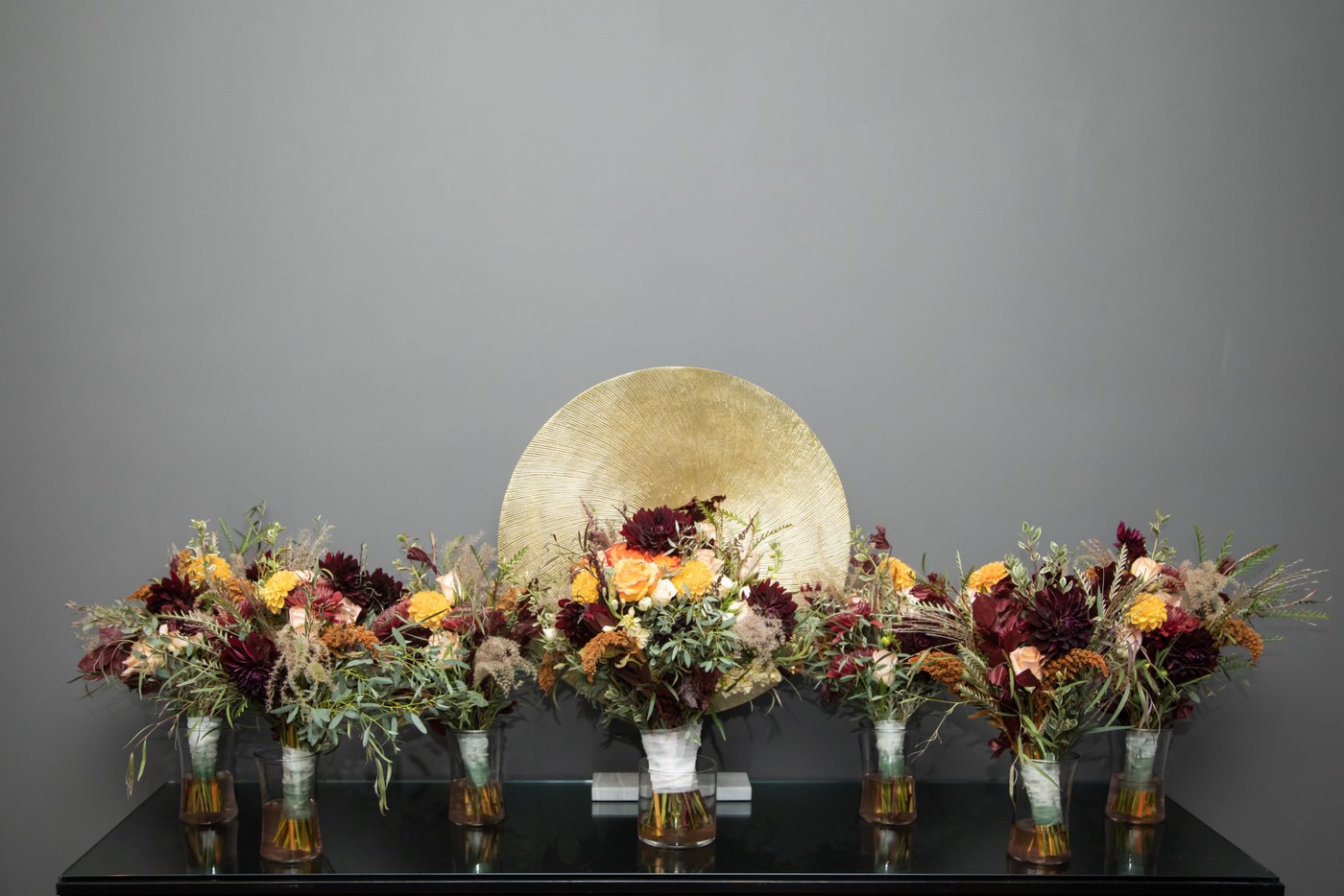 Fall bridal bouquets at a Brookline wedding.