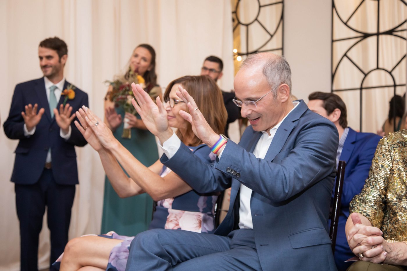 A scene from the ceremony at a fall ceremony at Alden Castle in Brookline MA