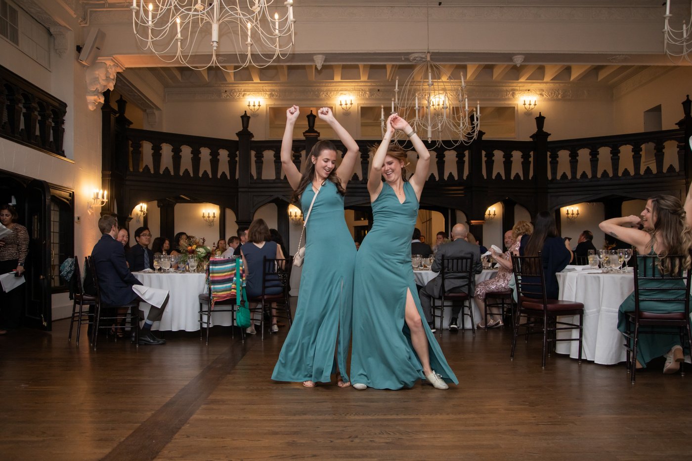 Bridal party entrance at fall wedding in Brookline MA