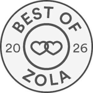 "Best of Zola 2026" badge awarded to Boston wedding photographers Spagnolo Photography as a result of their clients' reviews